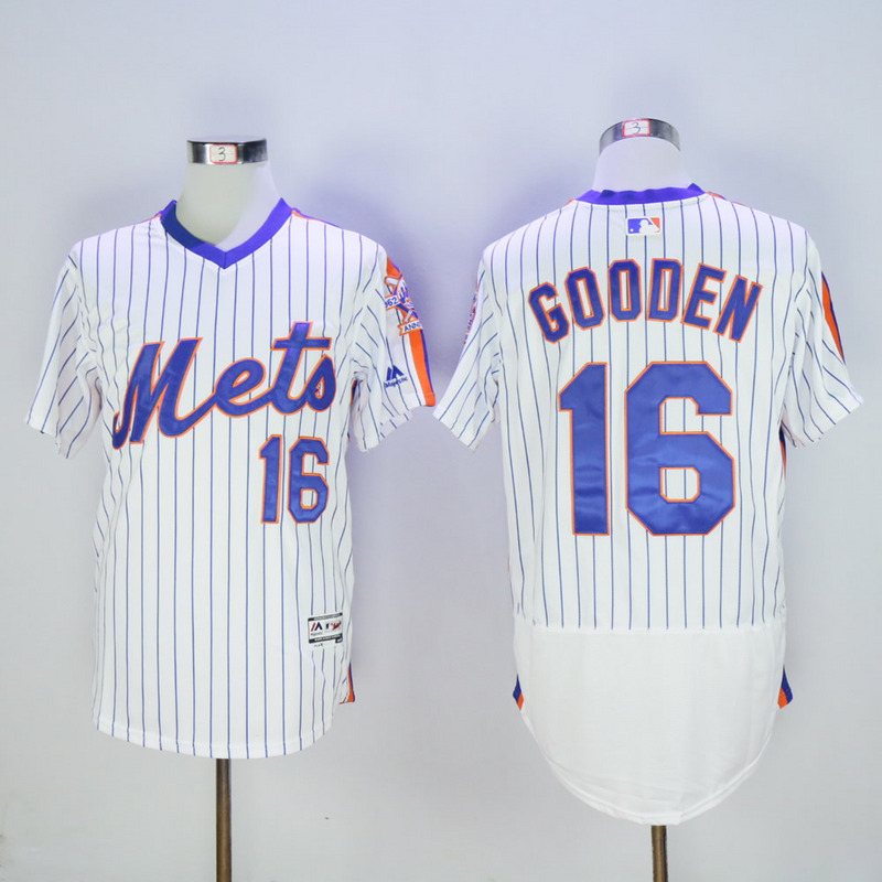 Men New York Mets 16 Gooden White Throwback Elite MLB Jerseys